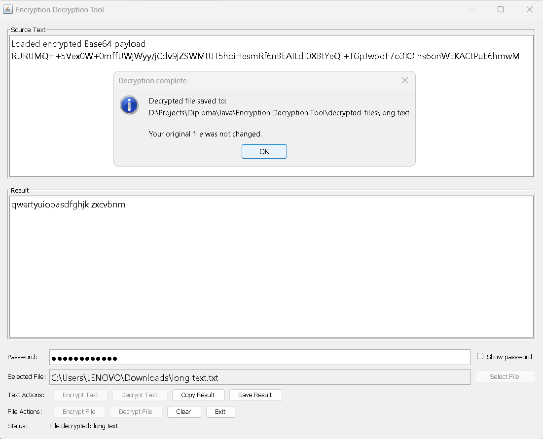 Decrypted file output