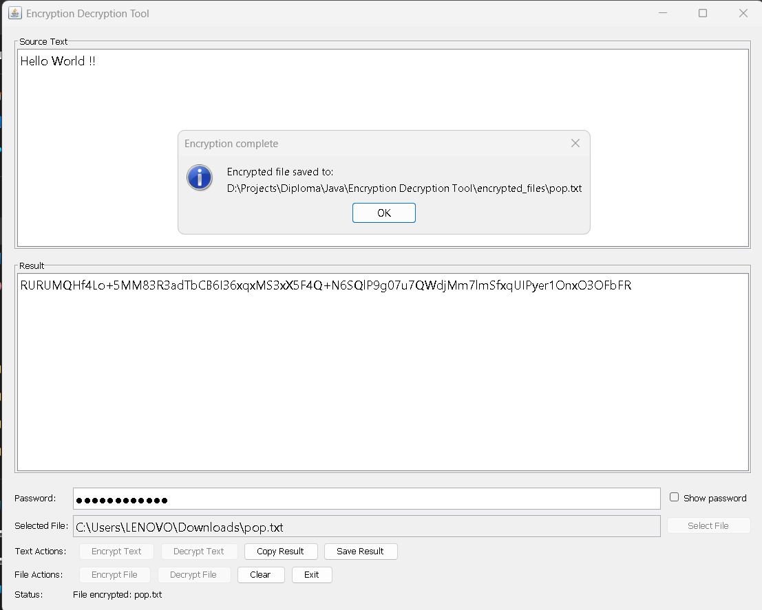 Encrypted file output